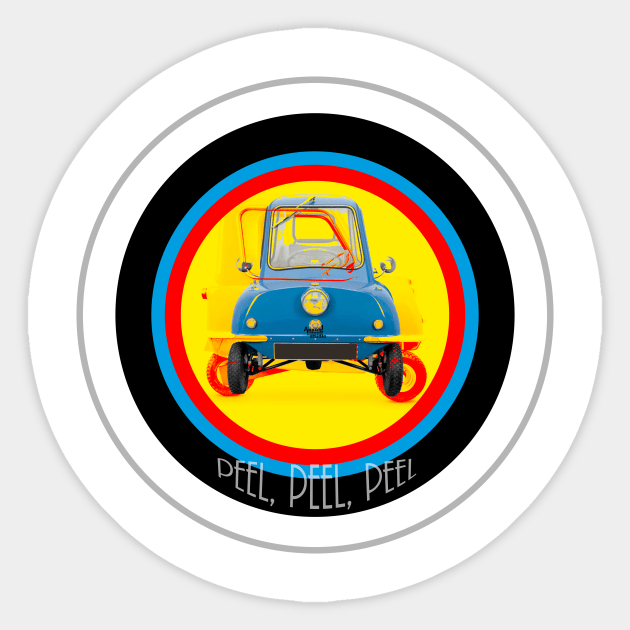 Peel microcar on target Sticker by AaaahEeeekStudio